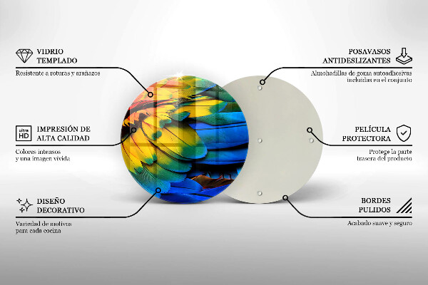 Tocător de bucătărie Pene de papagal colorate