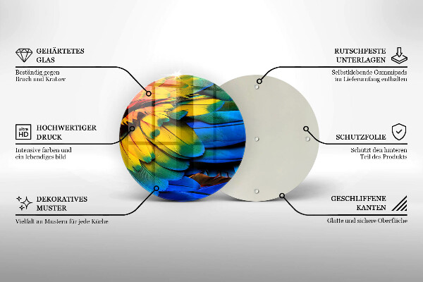 Tocător de bucătărie Pene de papagal colorate