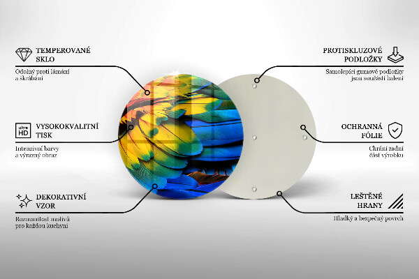 Tocător de bucătărie Pene de papagal colorate