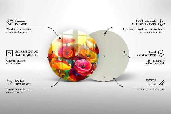 Tocător de bucătărie Flori colorate pictate