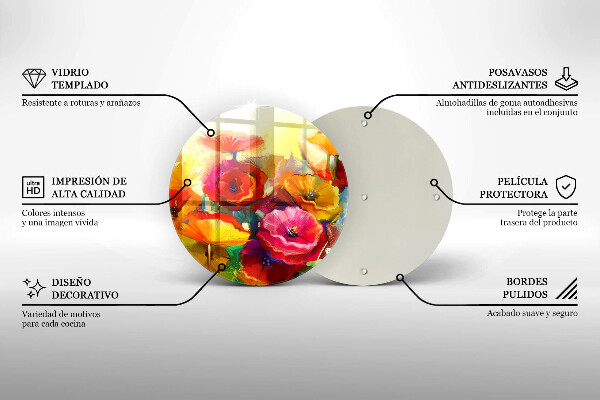 Tocător de bucătărie Flori colorate pictate