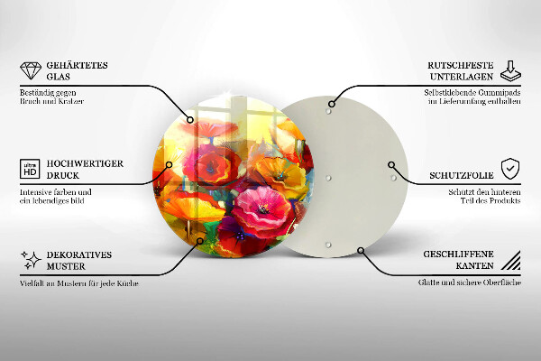 Tocător de bucătărie Flori colorate pictate