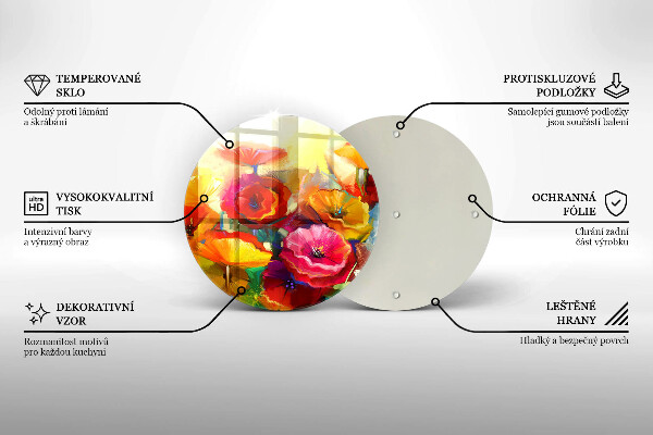 Tocător de bucătărie Flori colorate pictate