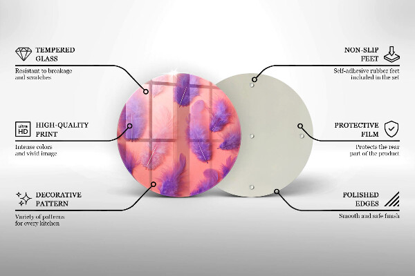 Tocător din sticlă Pene pufoase