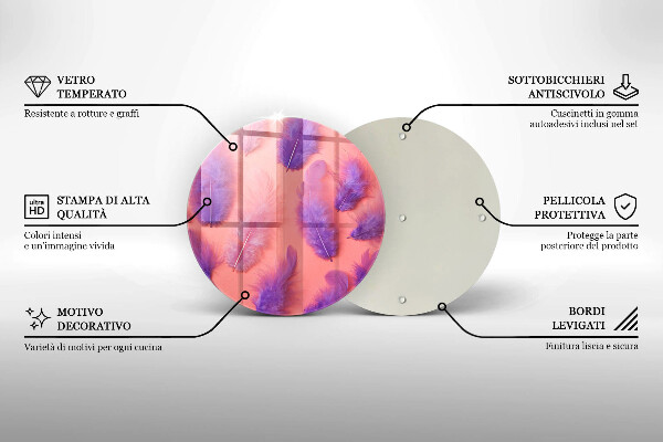 Tocător din sticlă Pene pufoase