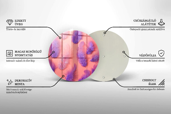 Tocător din sticlă Pene pufoase