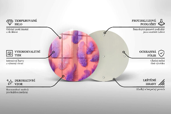 Tocător din sticlă Pene pufoase