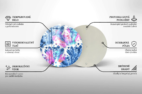 Tocător din sticlă Ilustrație boho cu pene