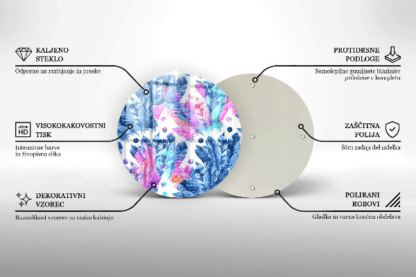 Tocător din sticlă Ilustrație boho cu pene