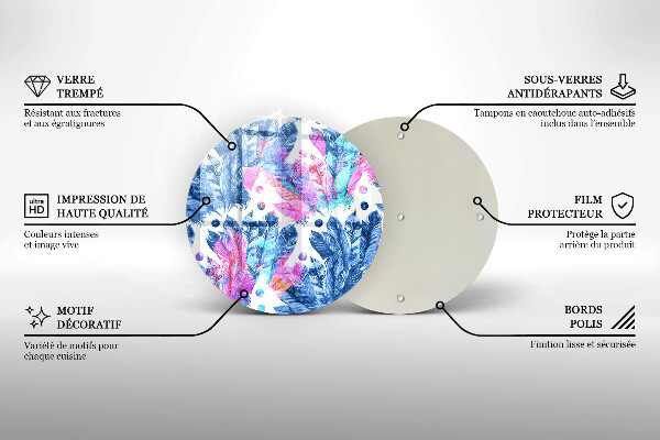 Tocător din sticlă Ilustrație boho cu pene