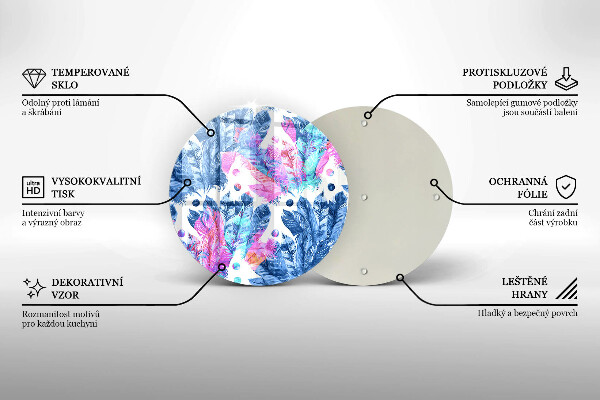 Tocător din sticlă Ilustrație boho cu pene
