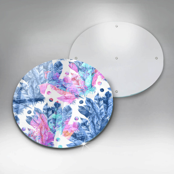 Tocător din sticlă Ilustrație boho cu pene