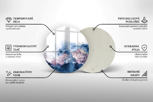 Tocător din sticlă Munți pictați în abstract