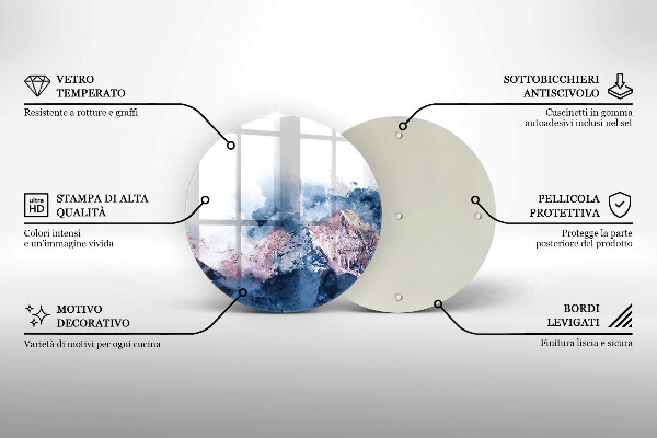 Tocător din sticlă Munți pictați în abstract