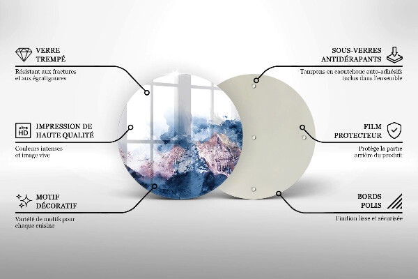 Tocător din sticlă Munți pictați în abstract