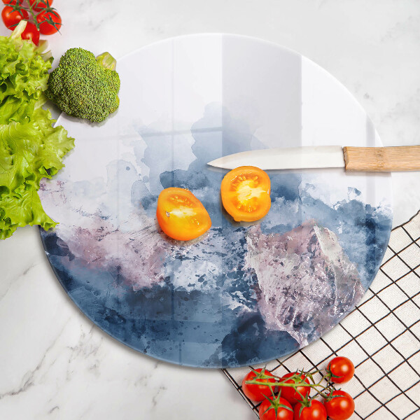 Tocător din sticlă Munți pictați în abstract