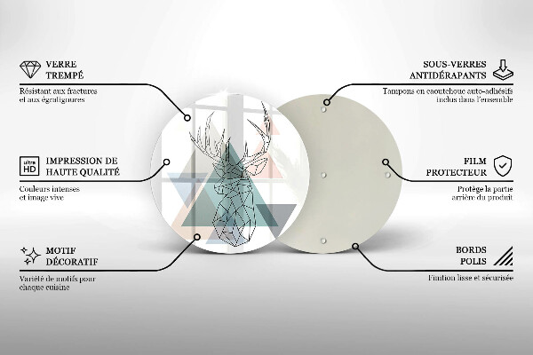 Tocător din sticlă Cerb abstract