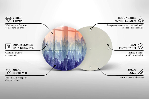 Tocător din sticlă Pădurea la apus