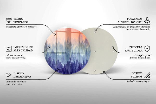 Tocător din sticlă Pădurea la apus