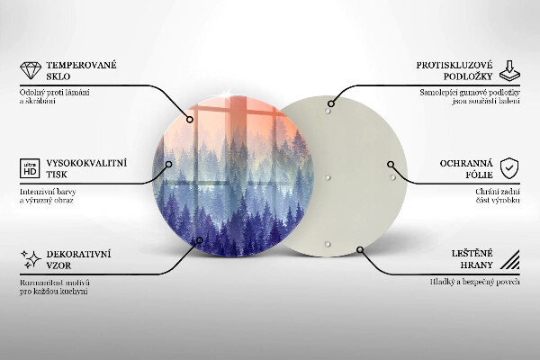 Tocător din sticlă Pădurea la apus