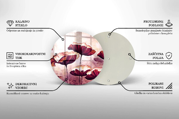 Tocător din sticlă Pictura cu flori