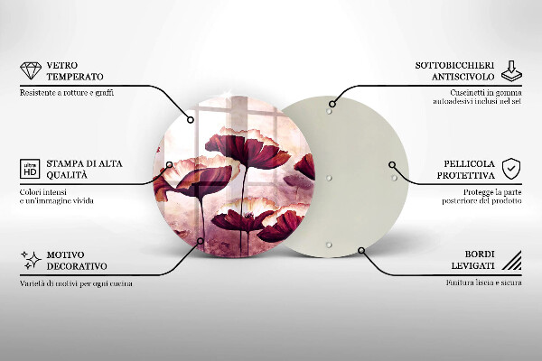 Tocător din sticlă Pictura cu flori