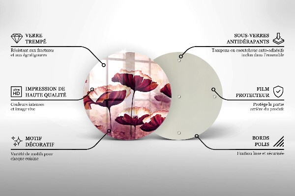 Tocător din sticlă Pictura cu flori
