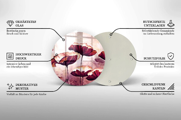 Tocător din sticlă Pictura cu flori