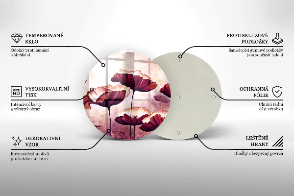 Tocător din sticlă Pictura cu flori