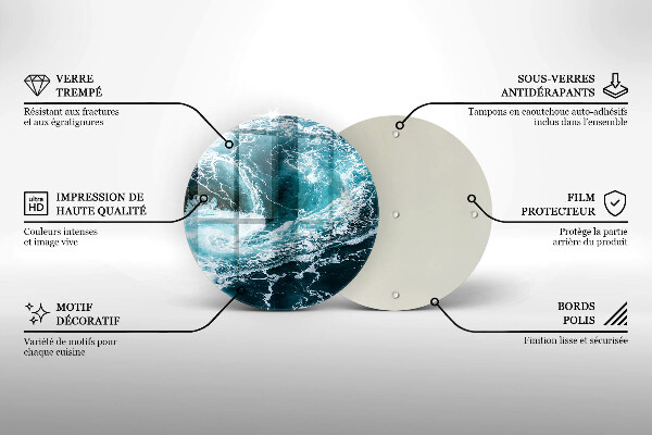 Tocător din sticlă Valuri spumoase de apă
