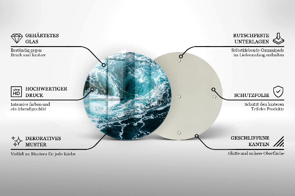 Tocător din sticlă Valuri spumoase de apă