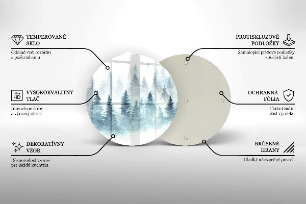 Tocător din sticlă Pădure de iarnă pictată