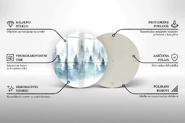 Tocător din sticlă Pădure de iarnă pictată