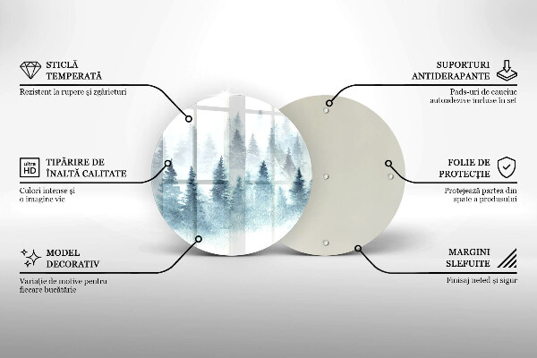 Tocător din sticlă Pădure de iarnă pictată