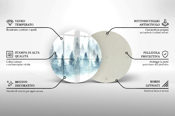 Tocător din sticlă Pădure de iarnă pictată