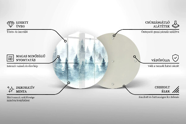 Tocător din sticlă Pădure de iarnă pictată