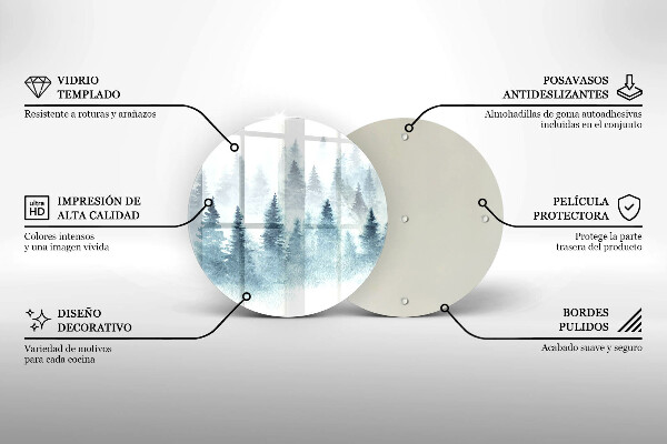 Tocător din sticlă Pădure de iarnă pictată