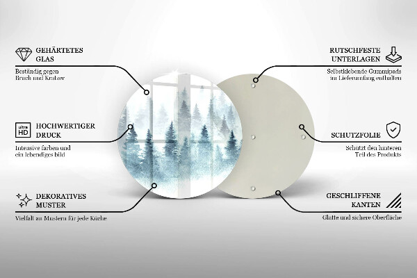 Tocător din sticlă Pădure de iarnă pictată