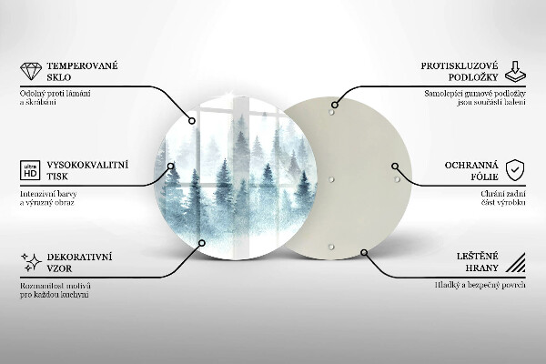 Tocător din sticlă Pădure de iarnă pictată