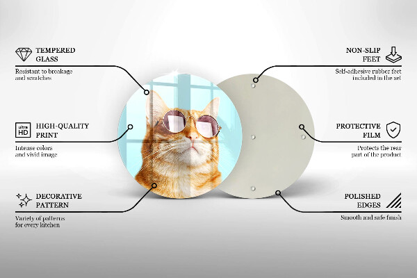 Tocător de bucătărie Pisica rosie cu ochelari