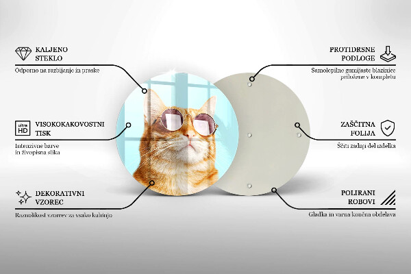 Tocător de bucătărie Pisica rosie cu ochelari