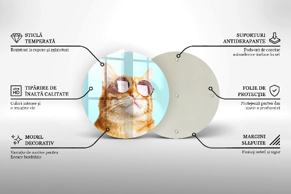 Tocător de bucătărie Pisica rosie cu ochelari