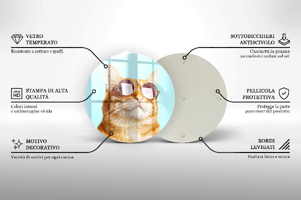 Tocător de bucătărie Pisica rosie cu ochelari