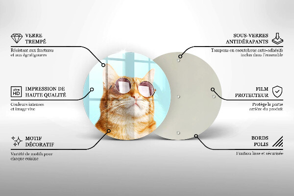 Tocător de bucătărie Pisica rosie cu ochelari