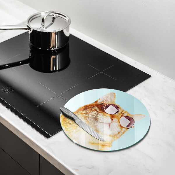 Tocător de bucătărie Pisica rosie cu ochelari