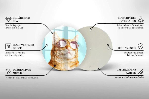 Tocător de bucătărie Pisica rosie cu ochelari