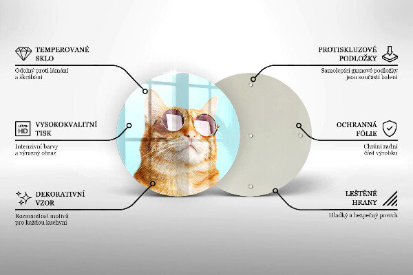 Tocător de bucătărie Pisica rosie cu ochelari