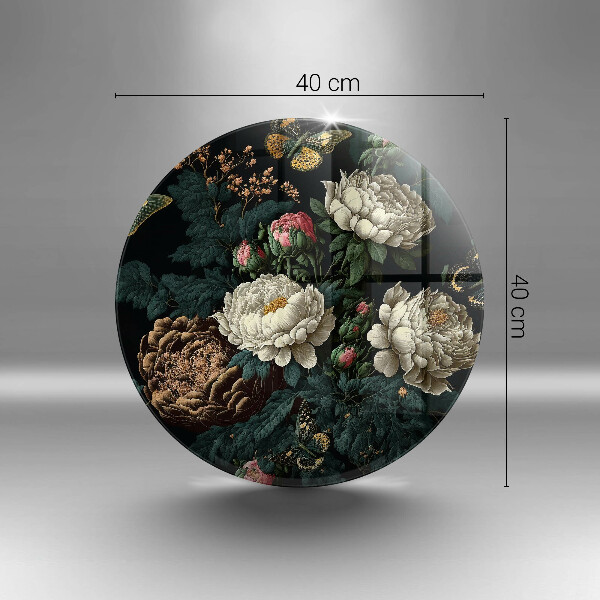 Tocător din sticlă Flori de bujor de epocă