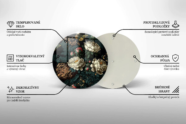 Tocător din sticlă Flori de bujor de epocă