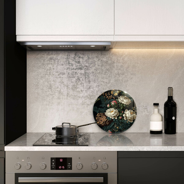 Tocător din sticlă Flori de bujor de epocă